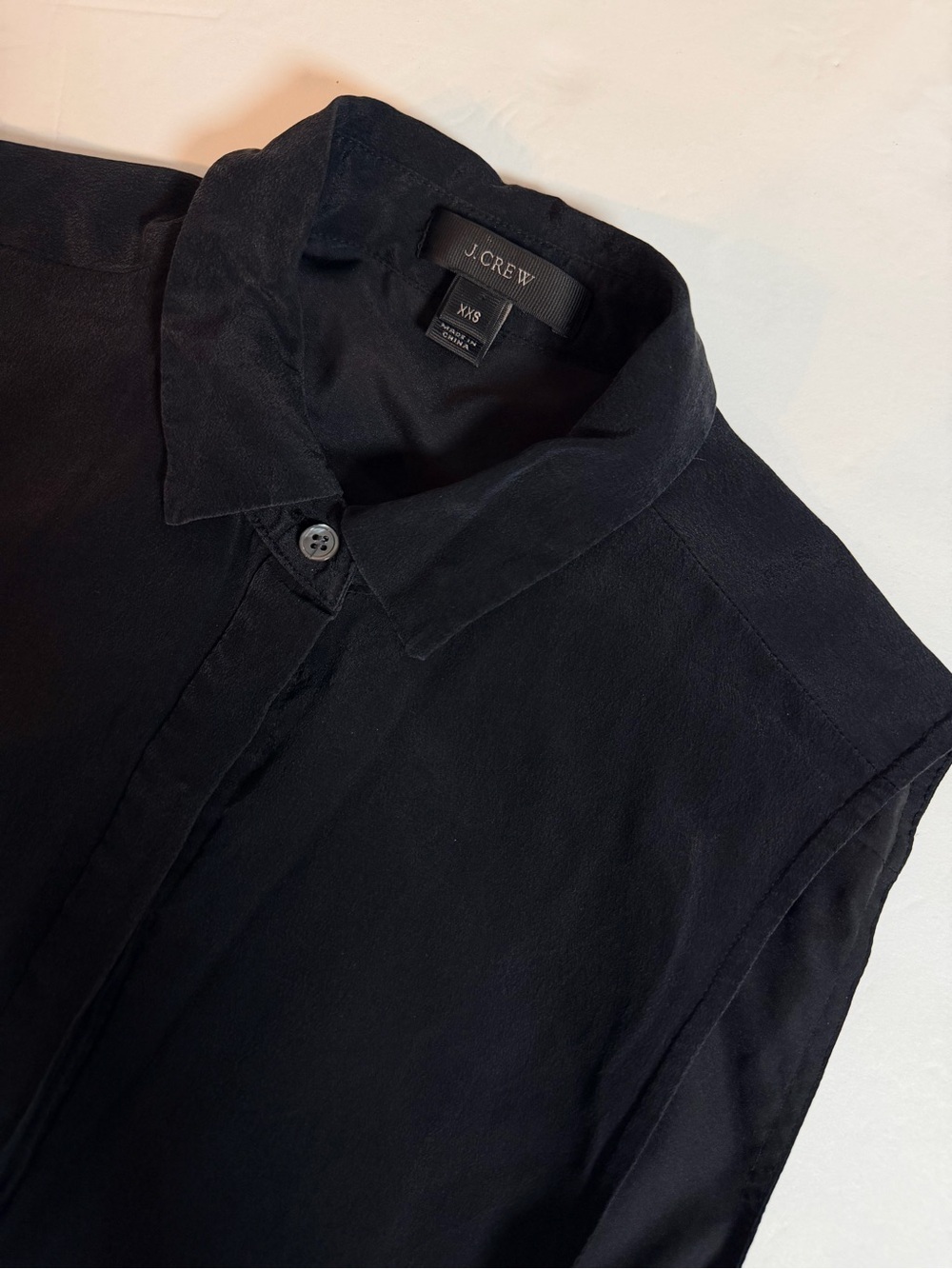 J. Crew Silk Sleeveless Button Up Shirt Dress Size XXS Black Collared